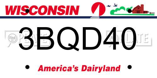 3BQD40 Wisconsin License Plate