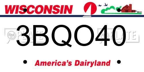 3BQO40 Wisconsin License Plate