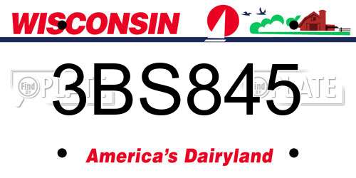 3BS845 Wisconsin License Plate