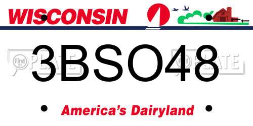3BSO48 Wisconsin License Plate