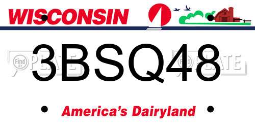 3BSQ48 Wisconsin License Plate