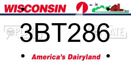 3BT286 Wisconsin License Plate