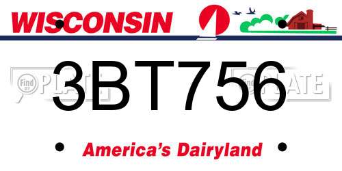 3BT756 Wisconsin License Plate