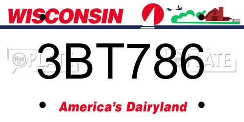 3BT786 Wisconsin License Plate