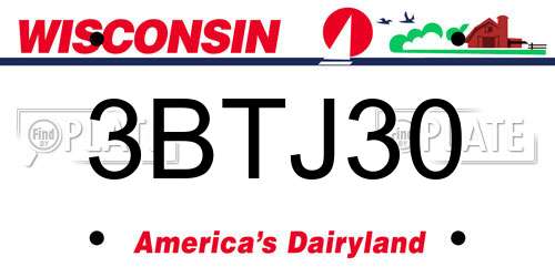 3BTJ30 Wisconsin License Plate