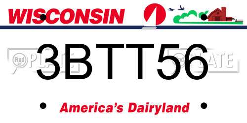 3BTT56 Wisconsin License Plate