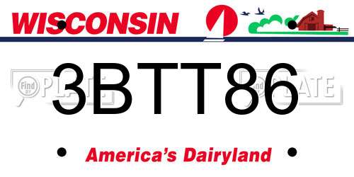 3BTT86 Wisconsin License Plate