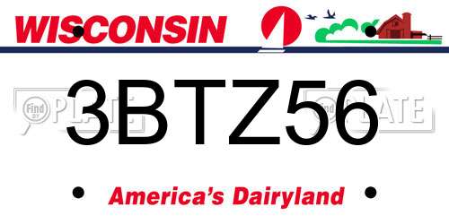 3BTZ56 Wisconsin License Plate