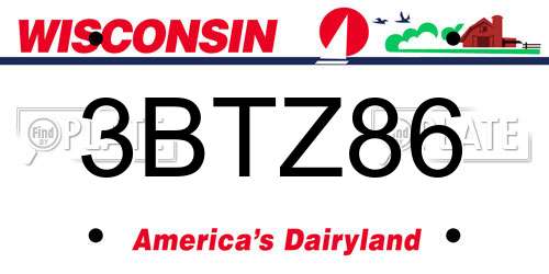 3BTZ86 Wisconsin License Plate