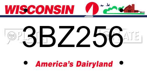 3BZ256 Wisconsin License Plate