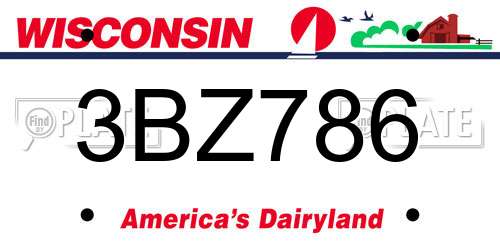 3BZ786 Wisconsin License Plate