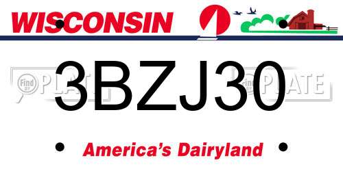3BZJ30 Wisconsin License Plate