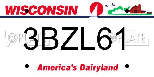 3BZL61 Wisconsin License Plate