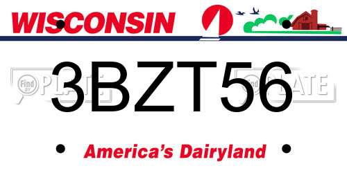 3BZT56 Wisconsin License Plate