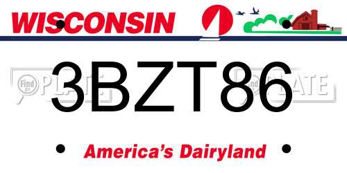 3BZT86 Wisconsin License Plate