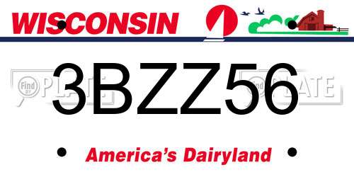 3BZZ56 Wisconsin License Plate