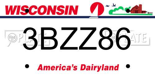 3BZZ86 Wisconsin License Plate