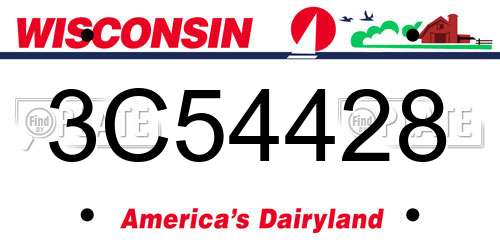 3C54428 Wisconsin License Plate