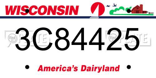 3C84425 Wisconsin License Plate