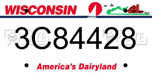 3C84428 Wisconsin License Plate