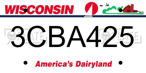 3CBA425 Wisconsin License Plate