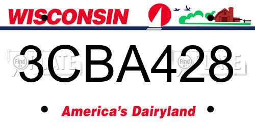 3CBA428 Wisconsin License Plate