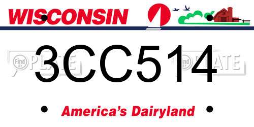 3CC514 Wisconsin License Plate