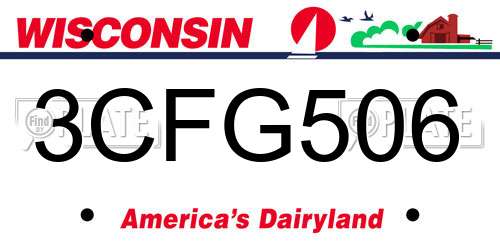 3CFG506 Wisconsin License Plate