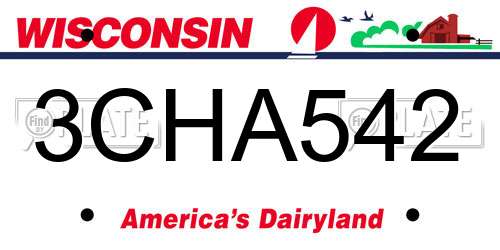 3CHA542 Wisconsin License Plate