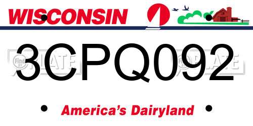 3CPQ092 Wisconsin License Plate