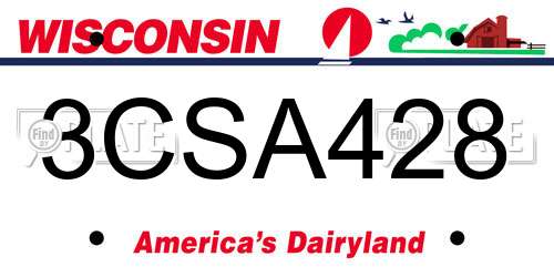 3CSA428 Wisconsin License Plate