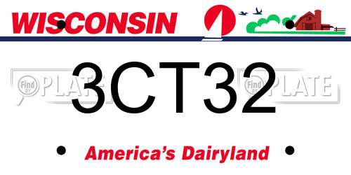 3CT32 Wisconsin License Plate