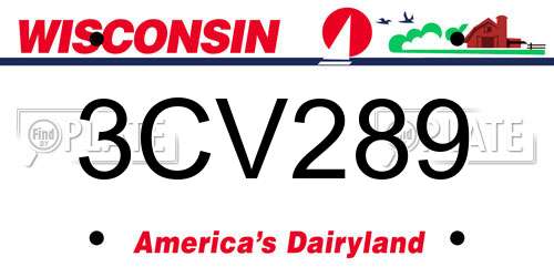 3CV289 Wisconsin License Plate