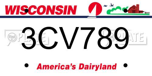3CV789 Wisconsin License Plate