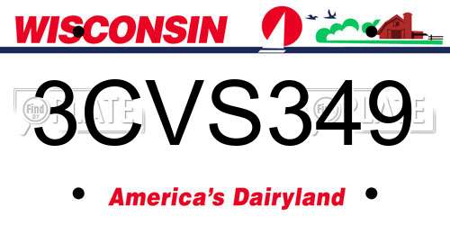 3CVS349 Wisconsin License Plate