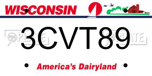 3CVT89 Wisconsin License Plate