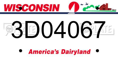 3D04067 Wisconsin License Plate