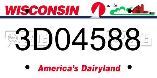 3D04588 Wisconsin License Plate