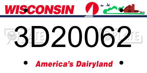 3D20062 Wisconsin License Plate