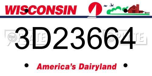3D23664 Wisconsin License Plate