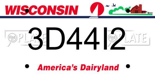 3D44I2 Wisconsin License Plate