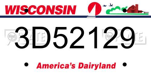3D52129 Wisconsin License Plate