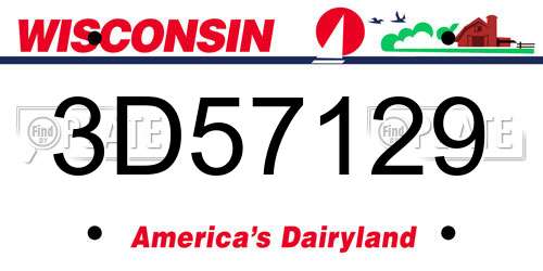 3D57129 Wisconsin License Plate