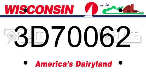 3D70062 Wisconsin License Plate