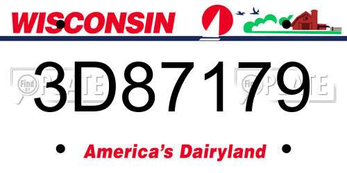 3D87179 Wisconsin License Plate