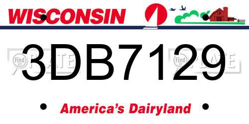 3DB7129 Wisconsin License Plate