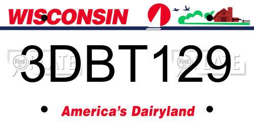 3DBT129 Wisconsin License Plate