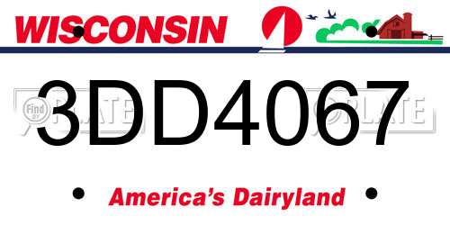 3DD4067 Wisconsin License Plate