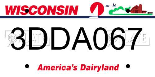 3DDA067 Wisconsin License Plate
