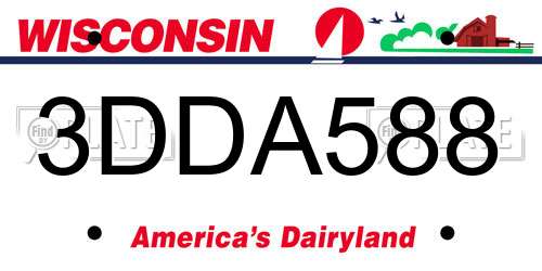 3DDA588 Wisconsin License Plate
